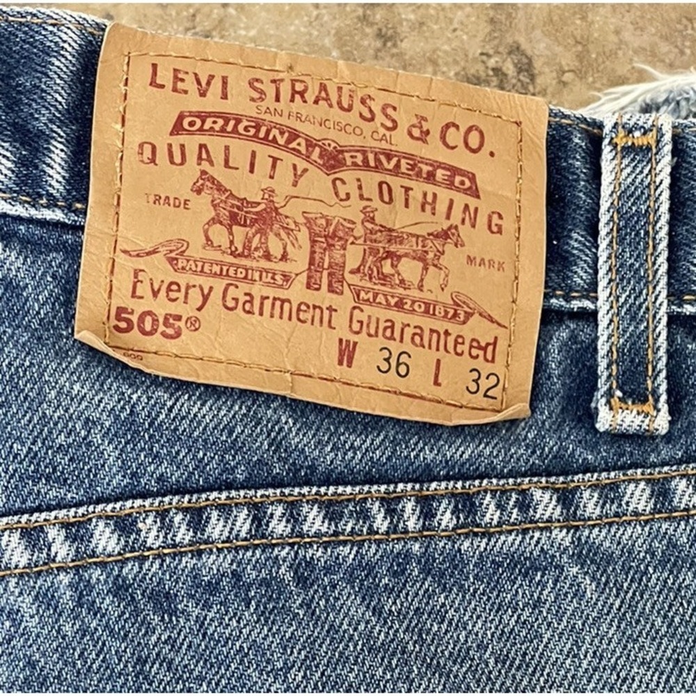 - Mens Jeans size 36 X 32 LEVIS 505 REGULAR STRAIGHT, BLUE DENIM STRETCH - Picture 7 of 9